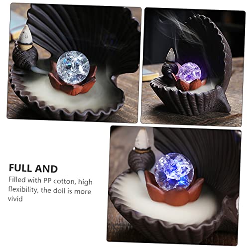 Brûleur artisanal en argile violette OUNONA avec éclairage LED décoratif