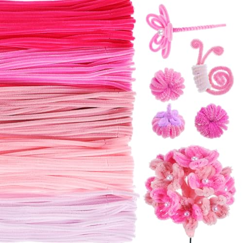 DOITOOL 500 Pcs Twisting Sticks Chenille Pipe Cleaners for Crafts Long Thick Soft Fluffy for DIY Flower Making Projects