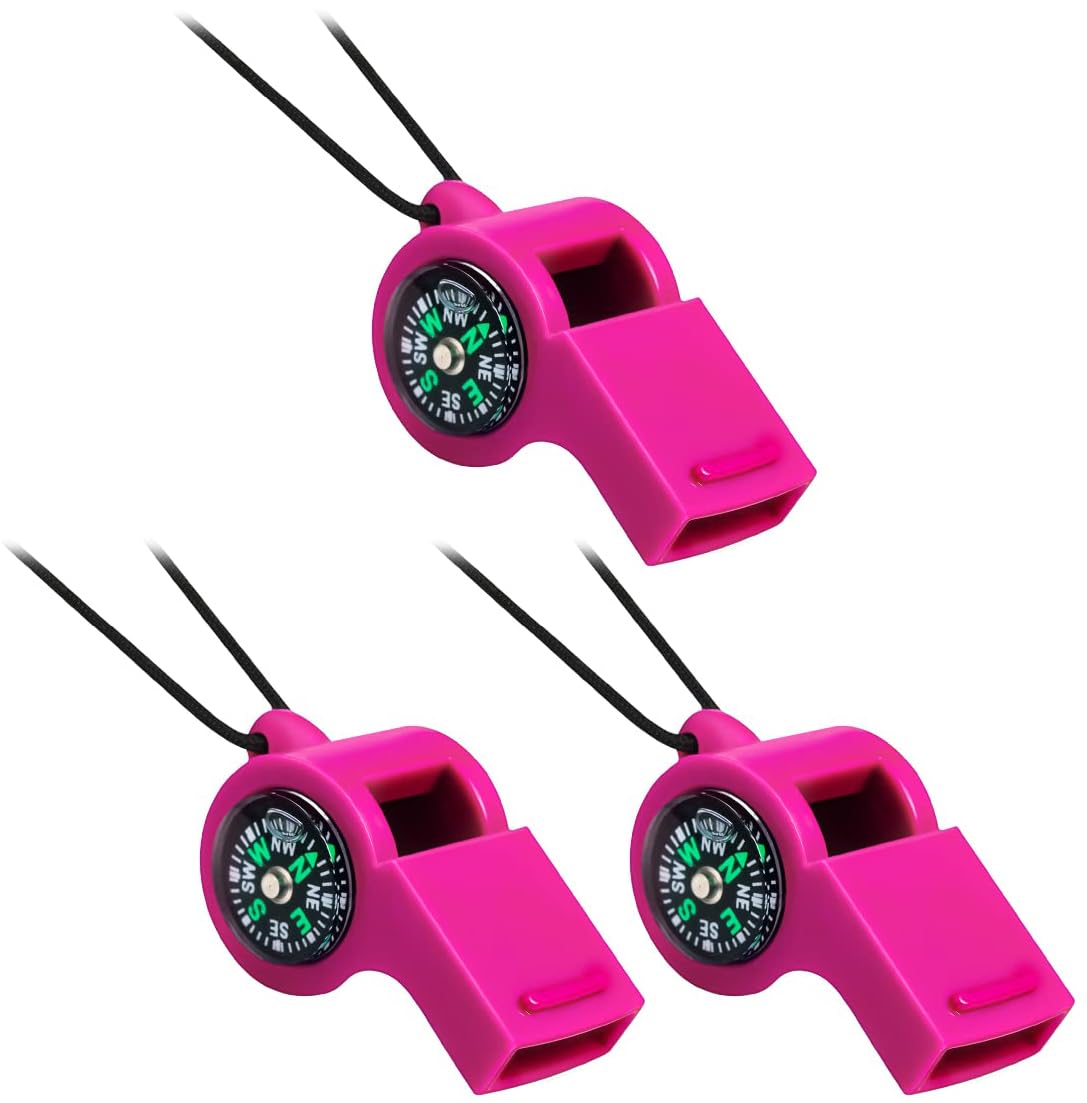 RubikWhistles 3 Pieces, Multi-Functional 2-in-1 Survival Loud Crisp Sound Whistles with Lanyard for Referees Coaches Outdoor Camping Hiking