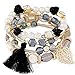 yunanwa 5 PACK Multilayer Bohemian Beaded Bangle Bracelet Crystal Charm Stretch Beach Stack-able Multi-color Boho Bracelets Jewelry Set