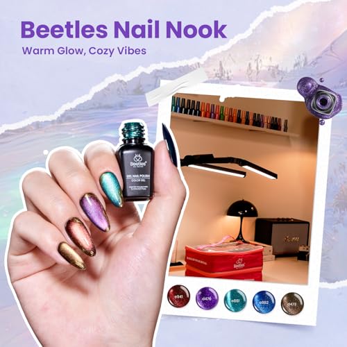 Beetles Nail Nook Gel Nail Polish Set - 119 PCS 100 Colors Gel Polish Kit Base Glossy Matte Glitter Top Coat Glitter Pearl Cat Eye White Red Pink Nude Uv Led Nails Valentines Gift for Women