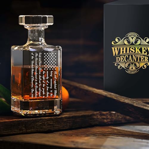 Whiskey Decanter Engraved We The People American Flagï¼Œ750ml Whiskey Decanter for Liquor Scotch Bourbon or Wineï¼ŒWhiskey Gifts for Patriotic, Men (1791 Decanter)