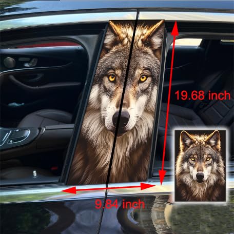 Image of 2pcs /1set Car B Pillar Sticker Decal Upgraded Vinyl Car Decals Body Side Stickers,Wolf Graphics Scratch Cover Large Sticker for Car Auto Van SUVs Trucks 19.6'' (Brown 2)
