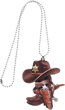 Car Rearview Mirror Hanging Ornament Cowboy Hat Boots Rearview Mirror Decor Car Hanging Accessory Western Style Charm for Truck Interior