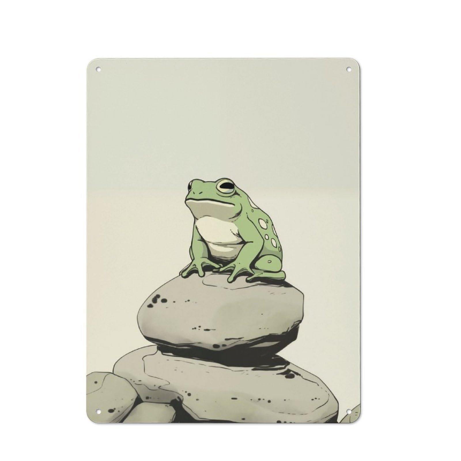 Junmoney Glum Frog Japanese Art 40X30cm Rustic Metal Sign With For Guest Room Or Hallway, For Vintage Wall Decor Fans, For Metal Sign Collectors