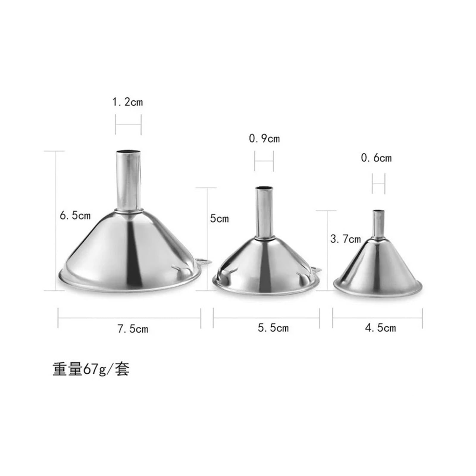 Set di imbuti da cucina, imbuti in acciaio inossidabile, imbuto in acciaio inossidabile, set da tre pezzi, mini imbuto, strumento for perdite di olio, strumento for perdite di vino, distributore di li