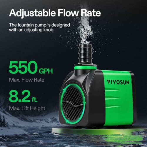 Image of VIVOSUN 550GPH Submersible Fountain Water Pump for Pond, Aquarium, Statuary