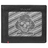Zippo Black ID Window Wallet- Spade Skull Metal Plate Design