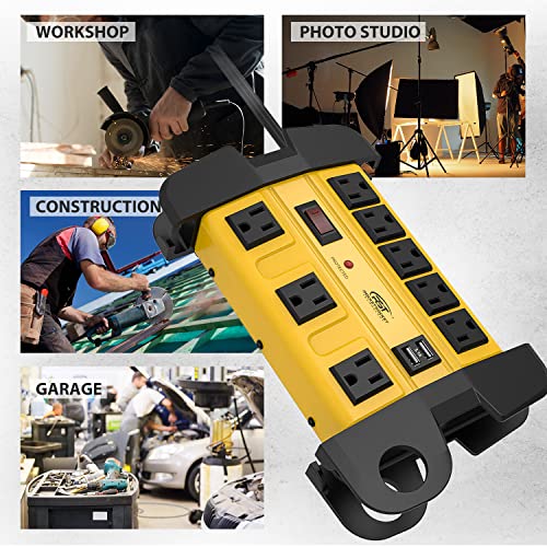 Heavy Duty Surge Protector Power Strip With 2 Usb Ports, Crst 8-Outlet Metal Industrial Power Block With 15A Circuit Breaker, 6Ft Extension Cord, 1350 Joules For Workshop, Garage, Office, Shop… #TOP4