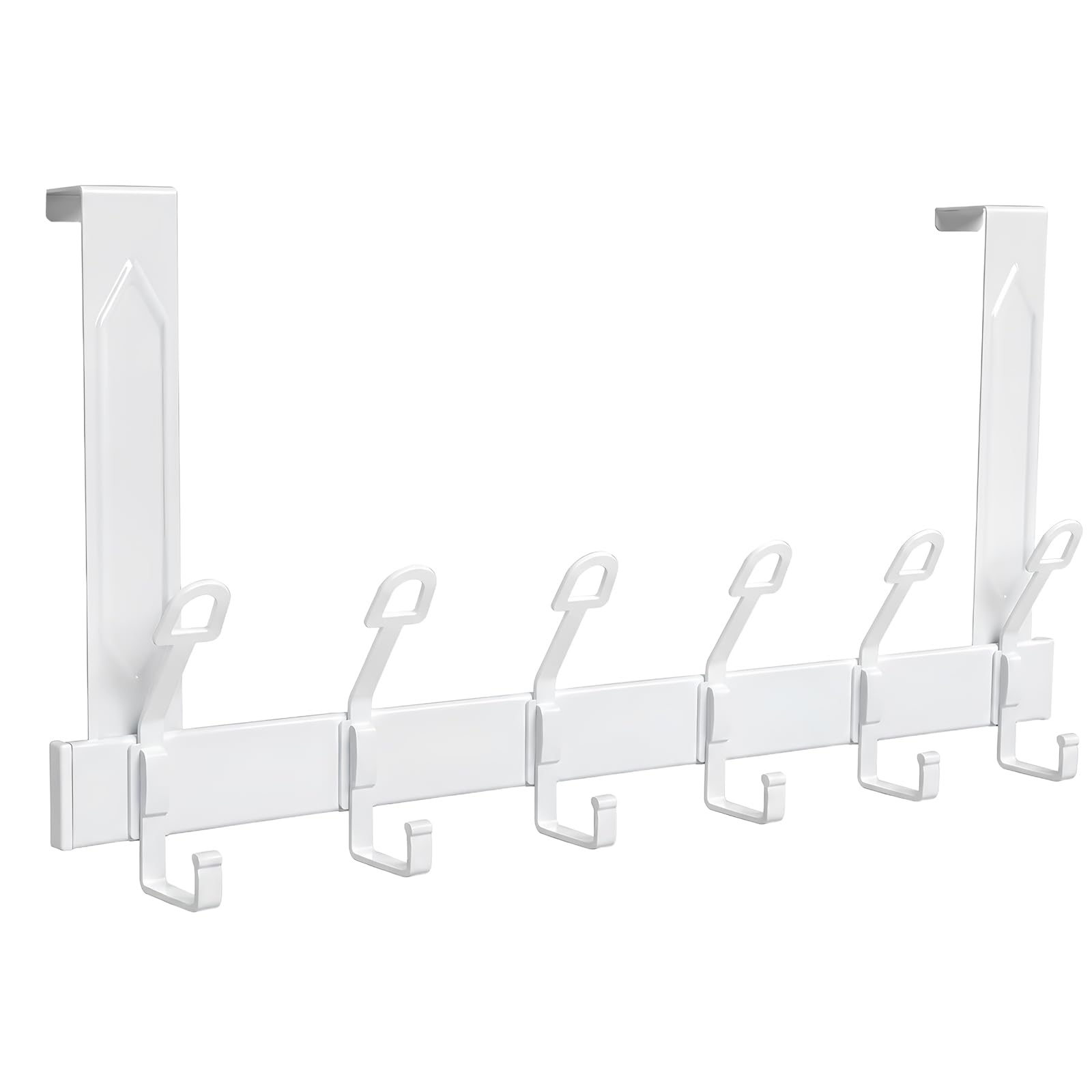 Sevenpers Over the Door Hooks, White 6-Hook Heavy Duty Over Door Hanger