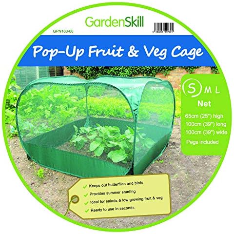 GardenSkill Pop Up Strawberry Fruit Cage Grow House - Grow & Protect Vegetables Salads Herbs Plants (1.25m x 0.65m high) Cover