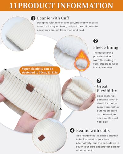 Hat Gloves Scarf Set for Women, Winter Knit Beanie Fleece-lined Touch Screen Gloves Long Scarve 3 in 1 Set Gift for Women - image 4