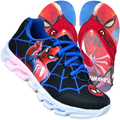 Tenis Masculino Infantil Led Luzinha Homem Aranha + Chinelo (29)