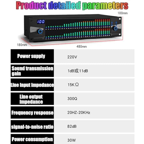 Ecualizador Gráfico Profesional de 2 Canales, Ecualizador Estéreo Gráfico de 31 Bandas, Eliminador Digital de Retroalimentación DSP, Equalizador Digital para Reducción de Ruido en Canto Escénico miniatura 3