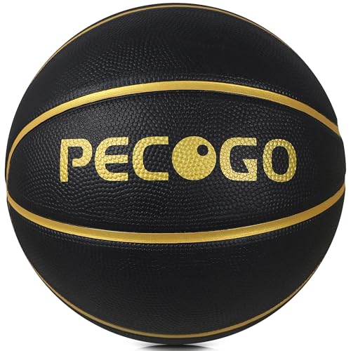 PECOGO Official Rubber Basketball 25.5" Outdoor Indoor Mens Basketball Ball Size 4 Black for Kids Youth Teen Boys and Girls Gift Ideas(Without Pump) - image 1