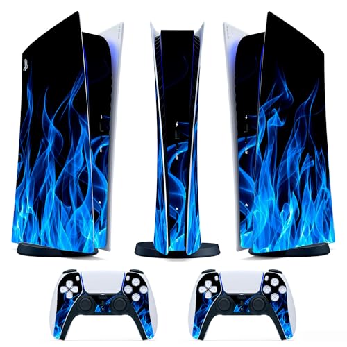 Skin Adesiva - Compatibile per PS5 - Cover per personalizzare la Console - Pellicola in Vinile Removibile - Qualità HD Satinata Opaca (Digital, P5-D006 - blu flame)