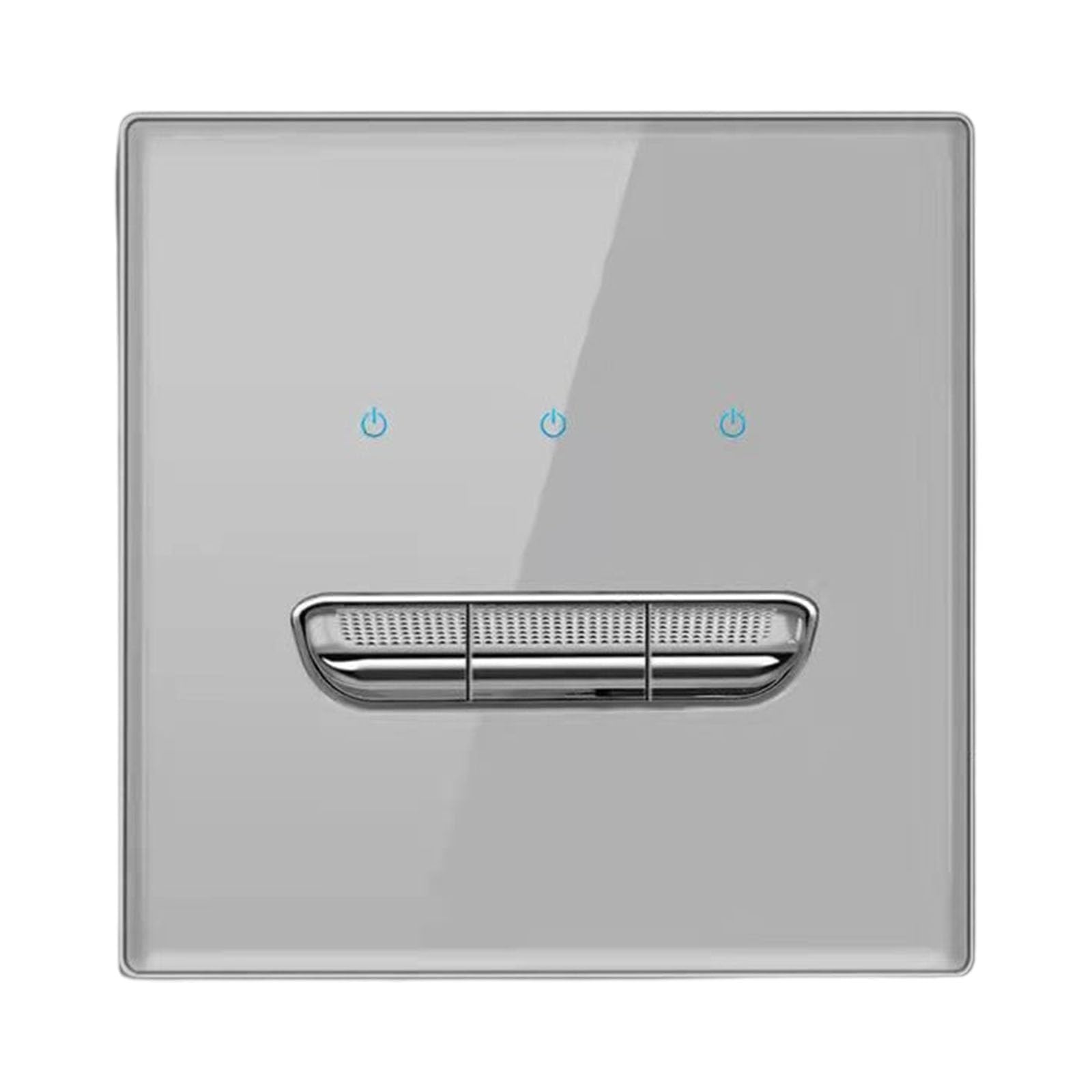 Contemporary 86mm Toggle Switch Panel LED Backlight Hardened Glass Surface Easy Installation Home Wall Plate Gray Recessed Toggle Reset Switch Plate