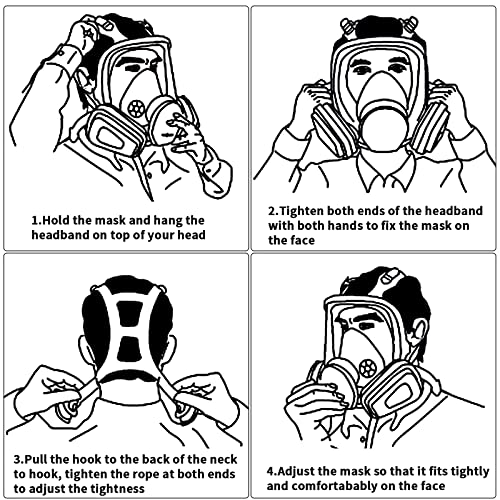 Faburo Full Face Respirator Mask, Reusable Full-Face Mask Respirator with Filter, Full Face Cover Gas Mask with Filters for Paint, Against Dust, Spray, Construction Work, Welding, Sanding