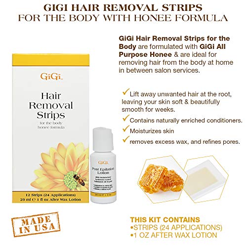 Gigi Hair Removal Strips For The Body - Pre-Waxed With Gigi All-Purpose Honee Formula, 12 Strips #TOP3