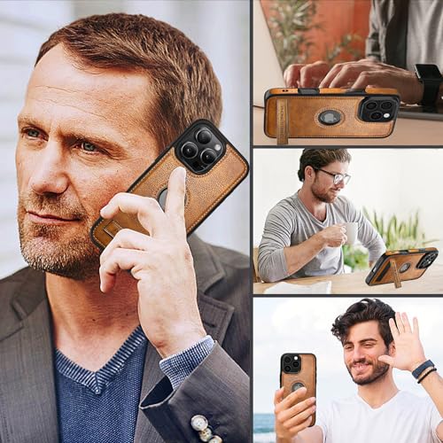 KSELF Leather Case for iPhone 16 Pro Case, Protective Slim with Kickstand Shockproof Phone Cases, Built-in Invisible Stand Compatible with iPhone 16 Pro 6.3'' (Brown, for iPhone 16 Pro) by KSELF - Image 6