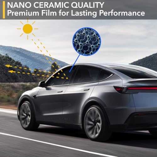 Image of TWRAPS Front Doors Window Tint for Tesla Model Y Juniper 2026, Dark Smoke | Nano Ceramic IR Film Blocks 99% Harmful UV Light, Rejects 50% Heat, Precut Kit Accessory
