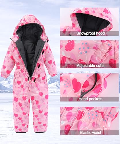 Image of Hiheart Boys Girls One Piece Snowsuit Waterproof Ski Snowboard Coverall