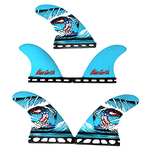 KONA SURF CO. Single Tab (5 Fin) Shortboard Surfboard Fins (Firecracker, Large (165lb - 200lb))