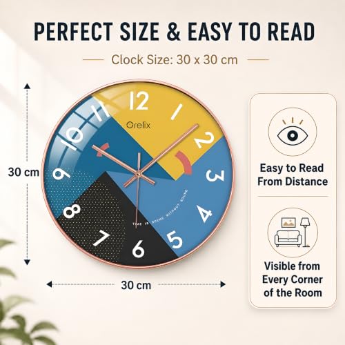 Image of Modern Wall Clock for Living Room Decor Stylish Look | Unique Analog Wall Watch for Bedroom Kitchen Office Hall | Elegant Decorative Wall Clock for Home Interior Decoration Gift Item(Geometric)