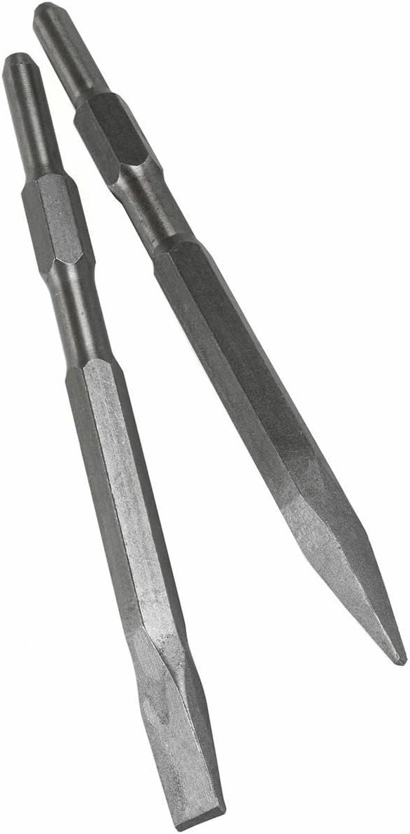 2PCS Replacement Point & Flat Chisel Bit Set Concrete for 5/8" Hex Jack Hammer