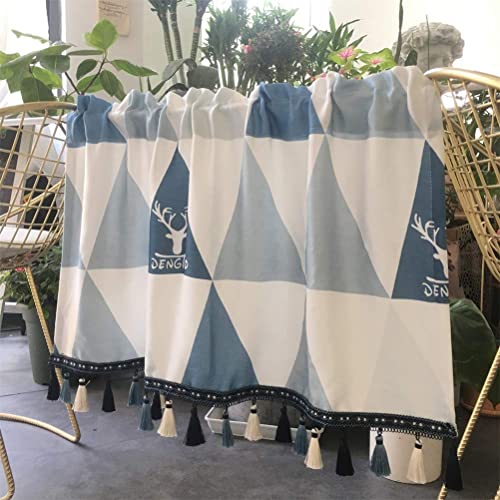 Rideaux de cuisine de la poche à tringle occultant partiel bleu pour petite fenêtre