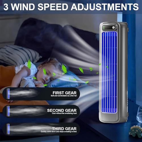 Hoffmarkt Cooling Ace, Tragbare Camping Klimaanlage, Wireless Mini Tragbare Klimaanlage mit 3 Geschwindigkeiten, Leiser Cooling Ace für Schlafzimmer, Büro und Reise (Grau)-2