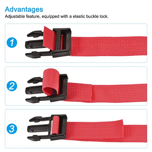 MECCANIXITY Utility Strap with Buckle 1x20 Inch Polyester Quick Release Adjustable Belt for Travel Outdoor Bag Luggage Packing (Red, Pack of 2)