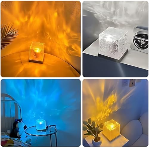 Image of Antorche Acrylic Romantic Ocean Wave Night Light Projector - 3D Water Wave LED Lamp with Remote Control for Bedroom Decor (Ocean Wave Projector)