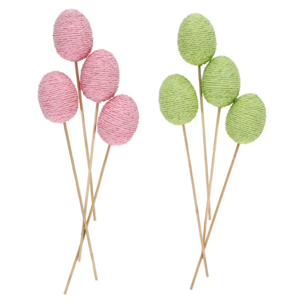 Generic ST 7.25-Inch Easter Egg Picks with Stems, Set of 8, (4 Light Pink/4 Light Green), Pink+green