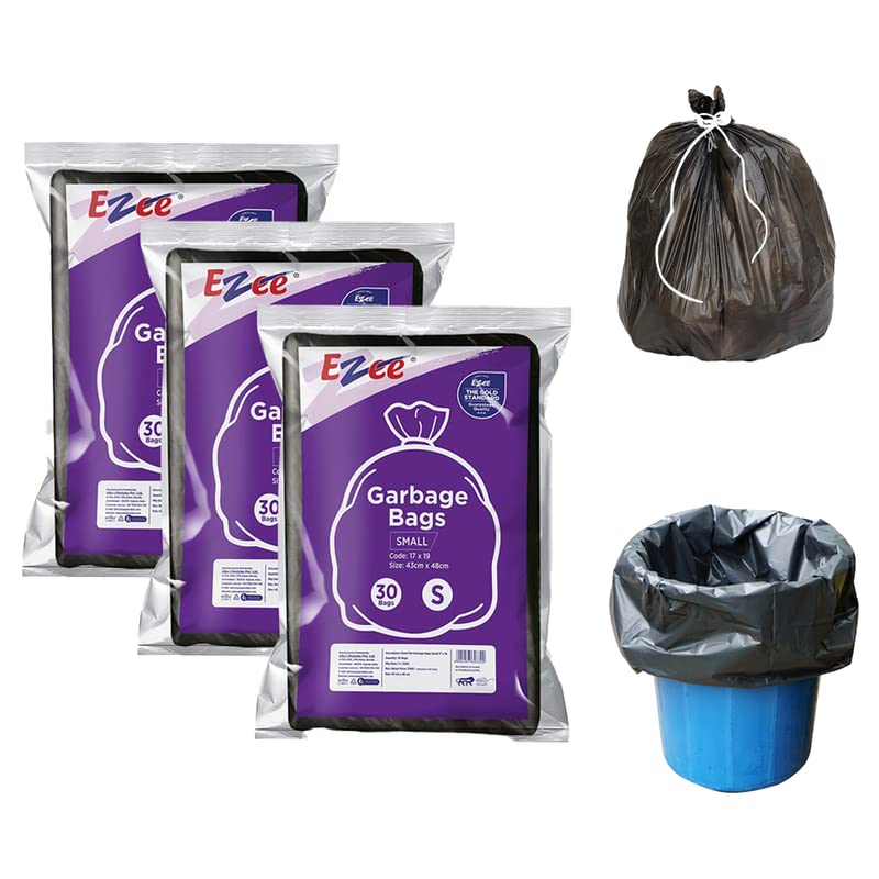 Ezee Flat Garbage Bags Small Black 90 Pcs | 17 X 19 Inch | 30 Pcs x Pack of 3 | Dustbin Trash Bag (B0C5WWRDFK) Amazon Price History, Amazon Price Tracker