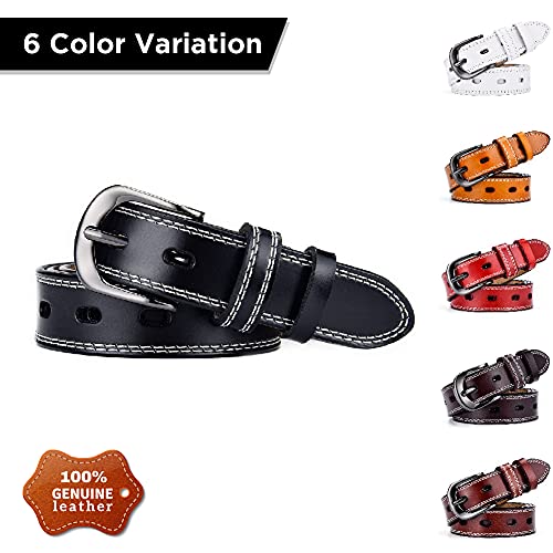 Kertz Leather belt for women with White Stitching Single Prog Buckle belts for women jeans4