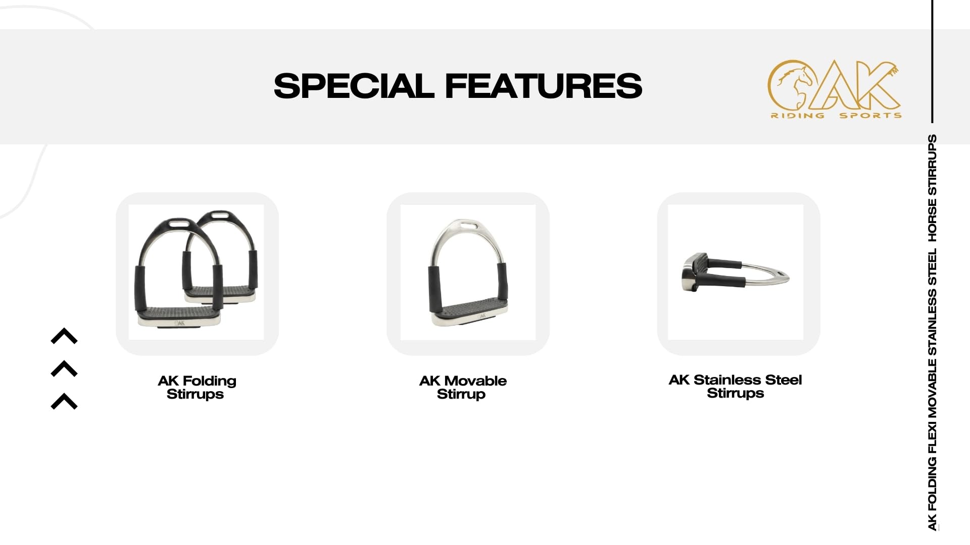 AK Flexi plegable de acero inoxidable para montar a caballo, estribos ecuestres con banda de rodadura negra (4 pulgadas, plata)