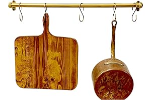 Unlacquered Brass Pot Rail with Hooks (36" Length)