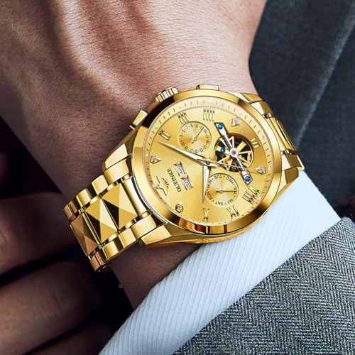 Image of OUPINKE Men's Automatic Watch 44mm Big Dial,Luxury Mechanical Wristwatch,Sapphire Crystal Glass,50M Waterproof, Tungsten Steel with Date Display
