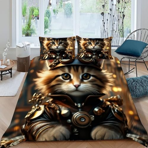 Housse de couette chat mécanique 200x200cm, cadeau idéal pour garçon