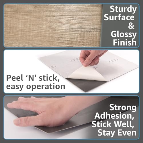 Image of Art3d 10-Pack Peel and Stick Vinyl Floor Tiles (10 Sq.Ft), Light Brown Ash