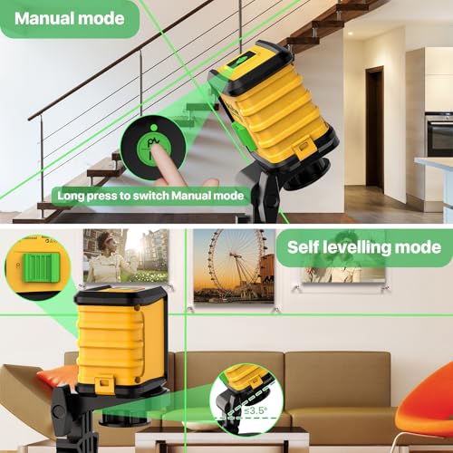 Deglasers MX-A Self Leveling Laser Level,Deglasers 100Ft Green Cross Line Laser Level,3 Brightness Adjustment,Manual Self Leveling And Pulse Mode,Ip54 Waterproof,Magnetic Bracket,Battery,Carrying Bag Included thumb #1