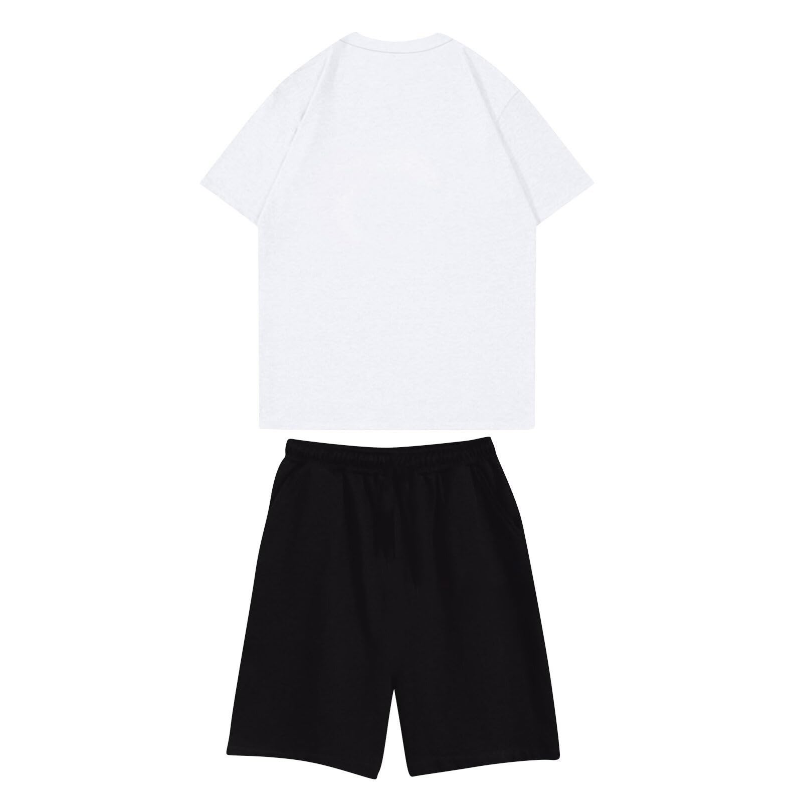 Genérico CRTZ Pantalon Corto - Conjunto Hombre Verano, Ropa Deportiva Hombre Juego de 2 Piezas Set Y2K Hip Hop Streetwear Gym Chandal Completo