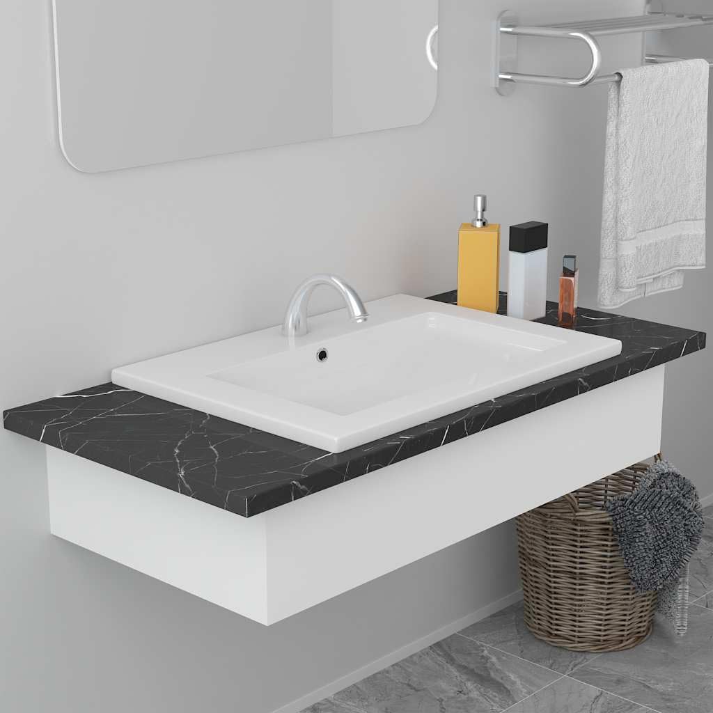 Genérico Lavabo encastrado de cerámica 61x39,5x18,5 cm,Bricolaje,Fontanería,Piezas para fontanería,Lavabos y fregaderos,Lavabos,145061