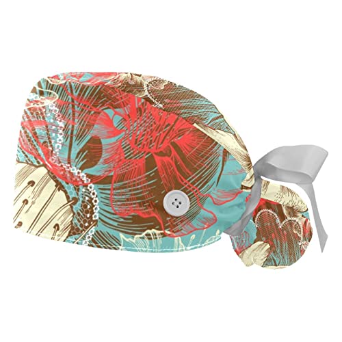 Casquettes de travail respirantes fleurs pour la cuisine et les soins JDEZ