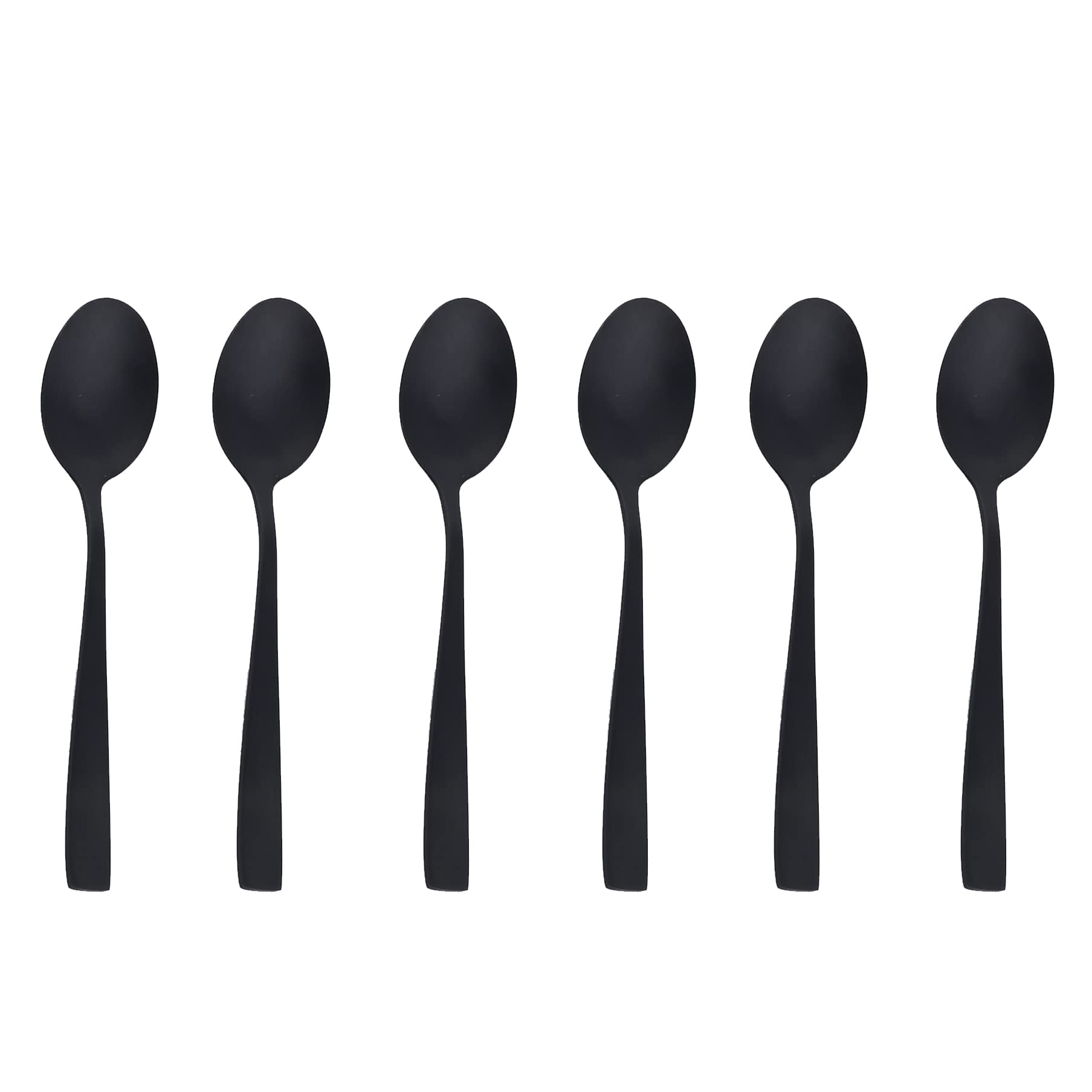 Gugrida Teaspoon Set of 6, 6.29 inches 18/0 Stainless Steel Black Metal Dessert Spoon, Satin FinishFlatware Set.Matte Black 6pcs/set
