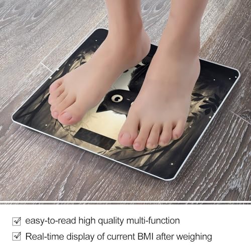 Báscula digital de baño con diseño gato negro y plataforma de vidrio miniatura 5