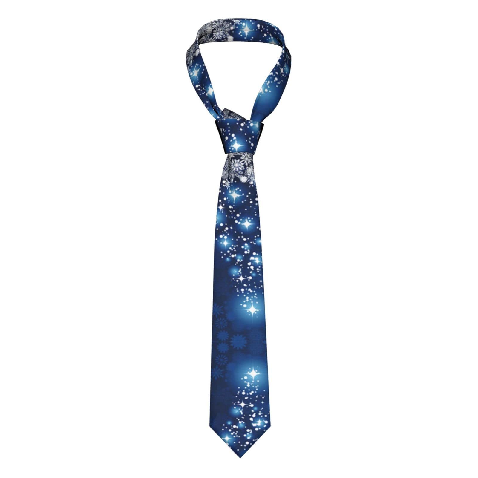 EWMAR Blue Christmas Snowflake Men'S Classic Silk Tie, Men'S Skinny Tie Classic Business Wedding Formal Fashion Tie