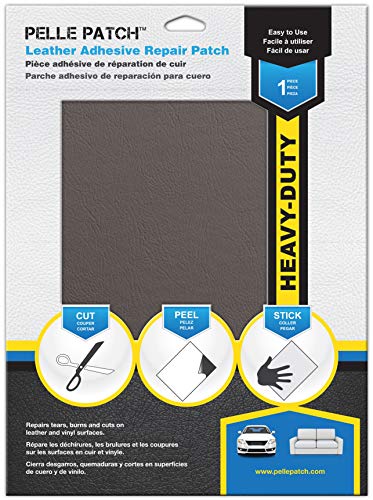 Pelle Patch - Leather & Vinyl Adhesive Repair Patch - 25 Colors Available - Heavy-Duty 11x16 - Brown-Grey
