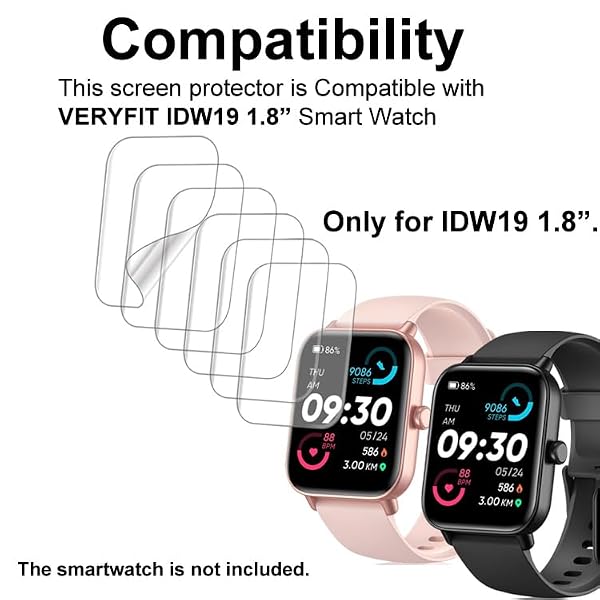 smaate Screen Protector Compatible with IDW19 1.8” Gydom MILOUZ aeac KALINCO Quican Hoowel Veryfit Smart Watch, Soft TPU, 6-PACK, Bubble Self-healing, with Non-slip Pad sticker by smaate - Used condition - Image 2